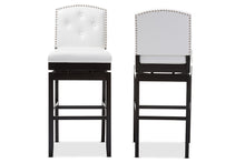 Load image into Gallery viewer, Baxton Studio Ginaro Modern and Contemporary White Faux Leather Button-tufted Upholstered Swivel Bar Stool (Set of 2)
