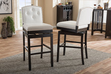 Load image into Gallery viewer, Baxton Studio Ginaro Modern and Contemporary White Faux Leather Button-tufted Upholstered Swivel Bar Stool (Set of 2)
