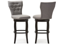 Load image into Gallery viewer, Baxton Studio Leonice Modern and Contemporary Grey Fabric Upholstered Button-tufted 29-Inch Swivel Bar Stool (Set of 2)

