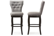 Load image into Gallery viewer, Baxton Studio Leonice Modern and Contemporary Grey Fabric Upholstered Button-tufted 29-Inch Swivel Bar Stool (Set of 2)
