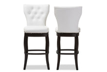 Load image into Gallery viewer, Baxton Studio Leonice Modern and Contemporary White Faux Leather Upholstered Button-tufted 29-Inch Swivel Bar Stool (Set of 2)

