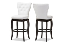 Load image into Gallery viewer, Baxton Studio Leonice Modern and Contemporary White Faux Leather Upholstered Button-tufted 29-Inch Swivel Bar Stool (Set of 2)
