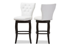 Load image into Gallery viewer, Baxton Studio Leonice Modern and Contemporary White Faux Leather Upholstered Button-tufted 29-Inch Swivel Bar Stool (Set of 2)
