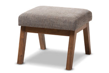 Load image into Gallery viewer, Baxton Studio Aberdeen Mid-Century Modern Walnut Wood Finishing and Gravel Fabric Upholstered Ottoman
