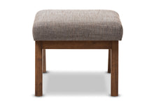 Load image into Gallery viewer, Baxton Studio Aberdeen Mid-Century Modern Walnut Wood Finishing and Gravel Fabric Upholstered Ottoman
