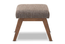 Load image into Gallery viewer, Baxton Studio Aberdeen Mid-Century Modern Walnut Wood Finishing and Gravel Fabric Upholstered Ottoman
