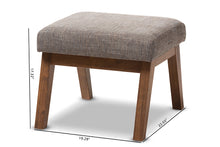 Load image into Gallery viewer, Baxton Studio Aberdeen Mid-Century Modern Walnut Wood Finishing and Gravel Fabric Upholstered Ottoman
