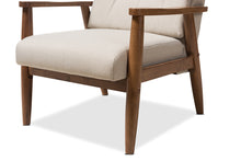 Load image into Gallery viewer, Baxton Studio Roxy Mid-Century Modern Walnut Brown Finish Wood and Light Beige Fabric Upholstered Button-Tufted High-Back Chair
