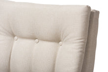 Load image into Gallery viewer, Baxton Studio Roxy Mid-Century Modern Walnut Wood Finishing and Light Beige Fabric Upholstered Button-Tufted High-Back Lounge Chair and Ottoman Set

