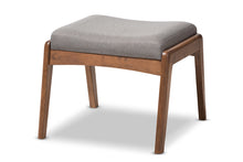 Load image into Gallery viewer, Baxton Studio Roxy Mid-Century Modern Walnut Wood Finishing and Grey Fabric Upholstered Ottoman
