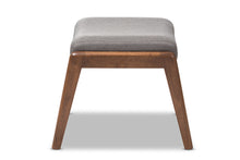 Load image into Gallery viewer, Baxton Studio Roxy Mid-Century Modern Walnut Wood Finishing and Grey Fabric Upholstered Ottoman
