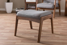Load image into Gallery viewer, Baxton Studio Roxy Mid-Century Modern Walnut Wood Finishing and Grey Fabric Upholstered Ottoman
