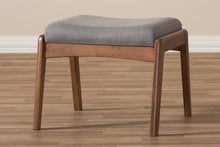Load image into Gallery viewer, Baxton Studio Roxy Mid-Century Modern Walnut Wood Finishing and Grey Fabric Upholstered Ottoman
