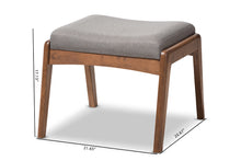 Load image into Gallery viewer, Baxton Studio Roxy Mid-Century Modern Walnut Wood Finishing and Grey Fabric Upholstered Ottoman
