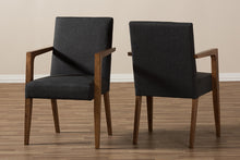 Load image into Gallery viewer, Baxton Studio Andrea Mid-Century Modern Dark Grey Upholstered Wooden Armchair (Set of 2)

