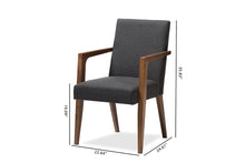 Load image into Gallery viewer, Baxton Studio Andrea Mid-Century Modern Dark Grey Upholstered Wooden Armchair (Set of 2)
