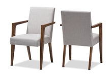 Load image into Gallery viewer, Baxton Studio Andrea Mid-Century Modern Greyish Beige Upholstered Wooden Armchair (Set of 2)

