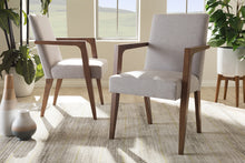 Load image into Gallery viewer, Baxton Studio Andrea Mid-Century Modern Greyish Beige Upholstered Wooden Armchair (Set of 2)
