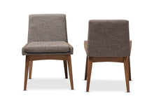 Load image into Gallery viewer, Baxton Studio Nexus Mid-Century Modern Walnut Wood Finishing and Gravel Fabric Upholstered Dining Side Chair (Set of 2)
