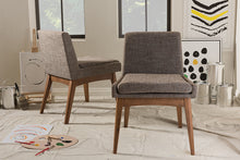 Load image into Gallery viewer, Baxton Studio Nexus Mid-Century Modern Walnut Wood Finishing and Gravel Fabric Upholstered Dining Side Chair (Set of 2)
