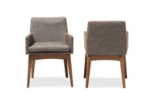 Load image into Gallery viewer, Baxton Studio Nexus Mid-Century Modern Walnut Wood Finishing and Gravel Fabric Upholstered Arm Chair (Set of 2)
