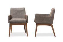 Load image into Gallery viewer, Baxton Studio Nexus Mid-Century Modern Walnut Wood Finishing and Gravel Fabric Upholstered Arm Chair (Set of 2)
