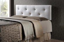 Load image into Gallery viewer, Baxton Studio Dalini Modern and Contemporary Queen White Faux Leather Headboard with Faux Crystal Buttons
