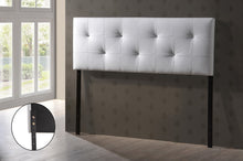 Load image into Gallery viewer, Baxton Studio Dalini Modern and Contemporary Full White Faux Leather Headboard with Faux Crystal Buttons
