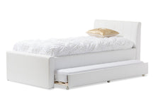 Load image into Gallery viewer, Baxton Studio Cosmo Modern and Contemporary White Faux Leather Twin Size Trundle Bed
