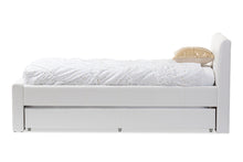 Load image into Gallery viewer, Baxton Studio Cosmo Modern and Contemporary White Faux Leather Twin Size Trundle Bed
