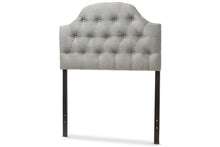 Load image into Gallery viewer, Baxton Studio Morris Modern and Contemporary Grey Fabric Upholstered Button-Tufted Scalloped Twin Size Headboard
