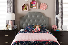 Load image into Gallery viewer, Baxton Studio Morris Modern and Contemporary Grey Fabric Upholstered Button-Tufted Scalloped Twin Size Headboard
