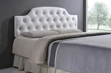 Load image into Gallery viewer, Baxton Studio Morris Modern and Contemporary Queen Size White Faux Leather Upholstered Button-tufted Scalloped Headboard
