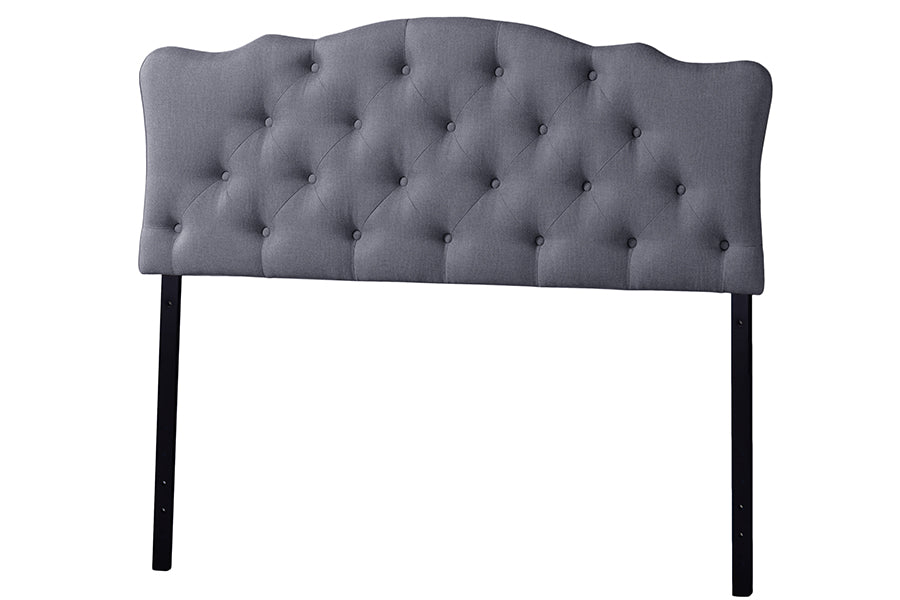 Baxton Studio Rita Modern and Contemporary Full Size Grey Fabric Upholstered Button-tufted Scalloped Headboard
