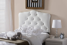 Load image into Gallery viewer, Baxton Studio Rita Modern and Contemporary White Faux Leather Upholstered Button-Tufted Scalloped Twin Size Headboard
