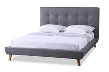 Load image into Gallery viewer, Baxton Studio Jonesy Scandinavian Style Mid-century Grey Fabric Upholstered Full Size Platform Bed
