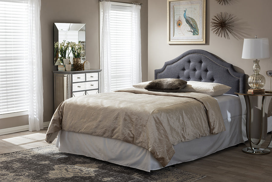 Baxton Studio Cora Modern and Contemporary Dark Grey Fabric Upholstered King Size Headboard