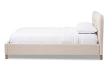 Load image into Gallery viewer, Baxton Studio Germaine Mid-Century Modern Beige Mix Linen Fabric Queen Size Grid-Tufting Platform Bed

