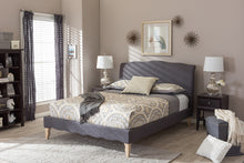 Load image into Gallery viewer, Baxton Studio Fannie French Classic Modern Style Dark Grey Polyester Fabric Queen Size Platform Bed
