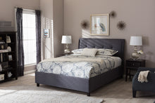 Load image into Gallery viewer, Baxton Studio Lea Modern and Contemporary Dark Grey Fabric Queen Size Storage Platform Bed
