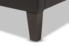 Load image into Gallery viewer, Baxton Studio Lancashire Modern and Contemporary Black Faux Leather Upholstered Full Size Bed Frame with Tapered Legs

