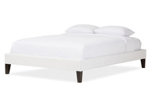 Load image into Gallery viewer, Baxton Studio Lancashire Modern and Contemporary White Faux Leather Upholstered Full Size Bed Frame with Tapered Legs
