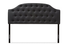 Load image into Gallery viewer, Baxton Studio Windsor Modern and Contemporary Dark Grey Fabric Upholstered Scalloped Buttoned Queen Size Headboard
