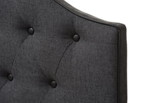 Load image into Gallery viewer, Baxton Studio Windsor Modern and Contemporary Dark Grey Fabric Upholstered Scalloped Buttoned Queen Size Headboard

