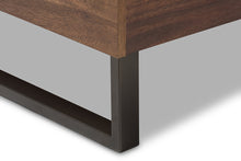 Load image into Gallery viewer, Baxton Studio Mitchell Rustic Industrial Walnut Wood White Faux Leather Dark Bronze Metal Queen Size Platform Bed
