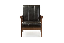 Load image into Gallery viewer, Baxton Studio Nikko Mid-century Modern Scandinavian Style Black Faux Leather Wooden Lounge Chair
