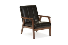 Load image into Gallery viewer, Baxton Studio Nikko Mid-century Modern Scandinavian Style Black Faux Leather Wooden Lounge Chair
