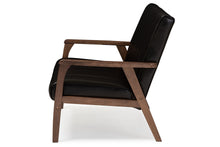 Load image into Gallery viewer, Baxton Studio Nikko Mid-century Modern Scandinavian Style Dark Brown Faux Leather Wooden 2-Seater Loveseat
