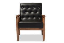 Load image into Gallery viewer, Baxton Studio Sorrento Mid-century Retro Modern Black Faux Leather Upholstered Wooden Lounge Chair
