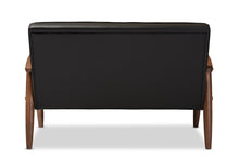 Load image into Gallery viewer, Baxton Studio Sorrento Mid-century Retro Modern Black Faux Leather Upholstered Wooden 2-seater Loveseat
